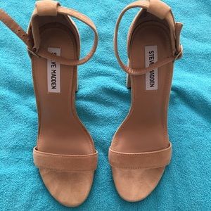 Suede Ankle strap sandals with block heel